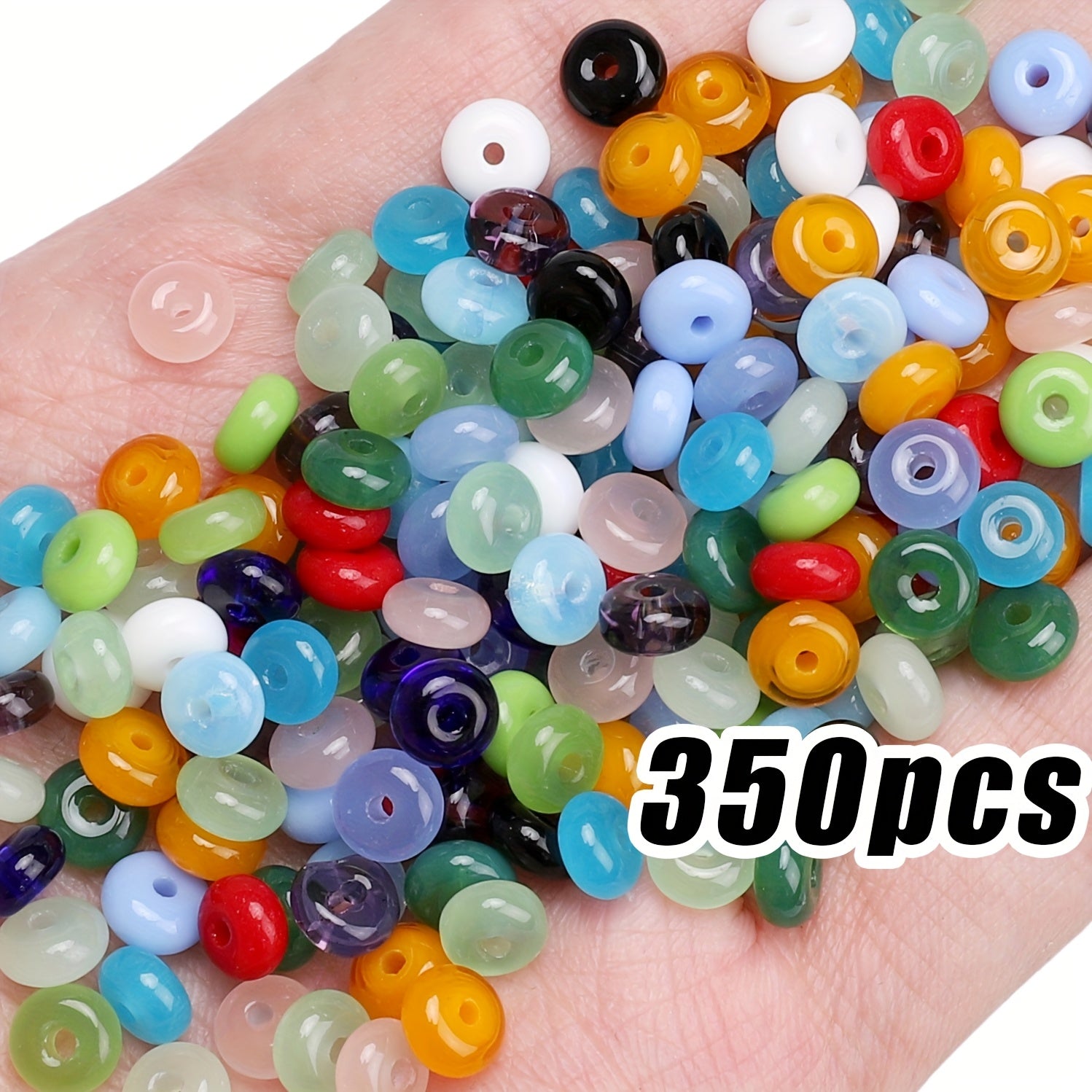 TEMU 116-350pcs Beadlicious Glass Seed Beads For Jewelry Making - 3x6mm Round Cylindrical Elegant Beads With Glossy Finish, Assorted Vibrant Colors