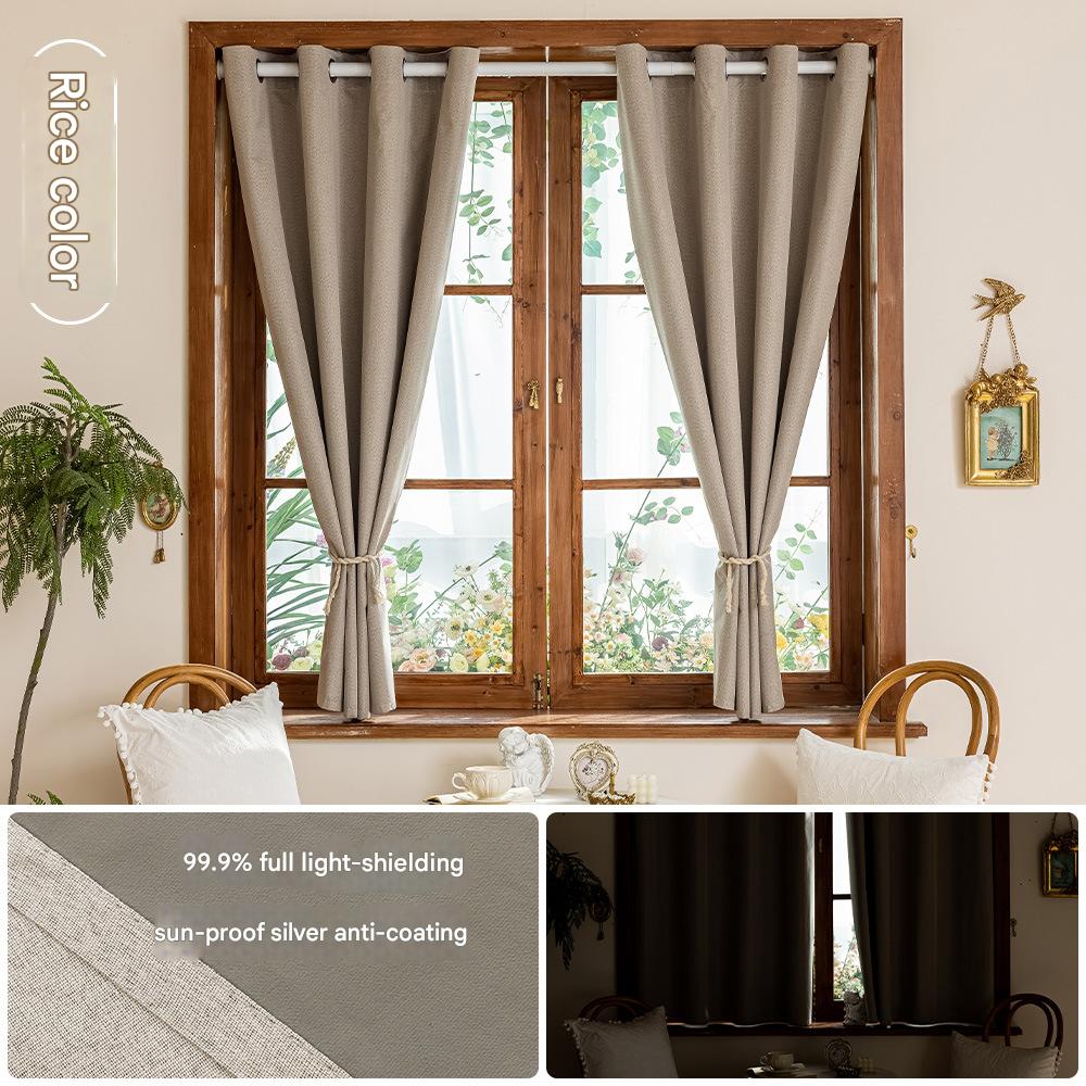 YL-35031 New full blackout heat insulation sunshade curtains punch-free installation simple rental room blackout curtains small curtain