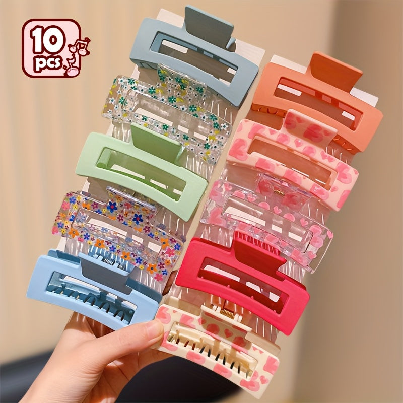 TEMU 10-5pcs Lemon Hair Clips - Cute & Colorful Resin Hair Accessories With Floral, Star, And Heart Designs, Casual Attire, Use, Ideal Gift, Casual