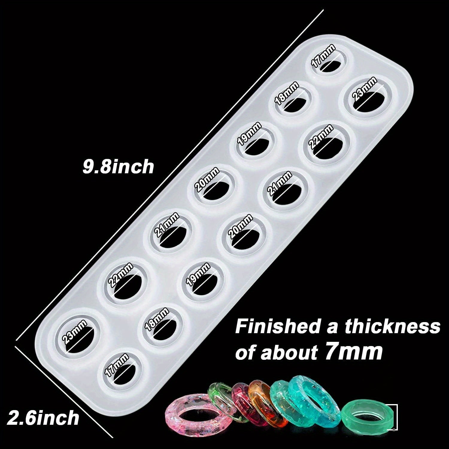 TEMU 1pc Resin Ring Molds Silicone, Silicone For Epoxy Resin, 14 Sizes With Round And Faces Making Rings, Earrings, Pendants, Crafts Christmas Gifts