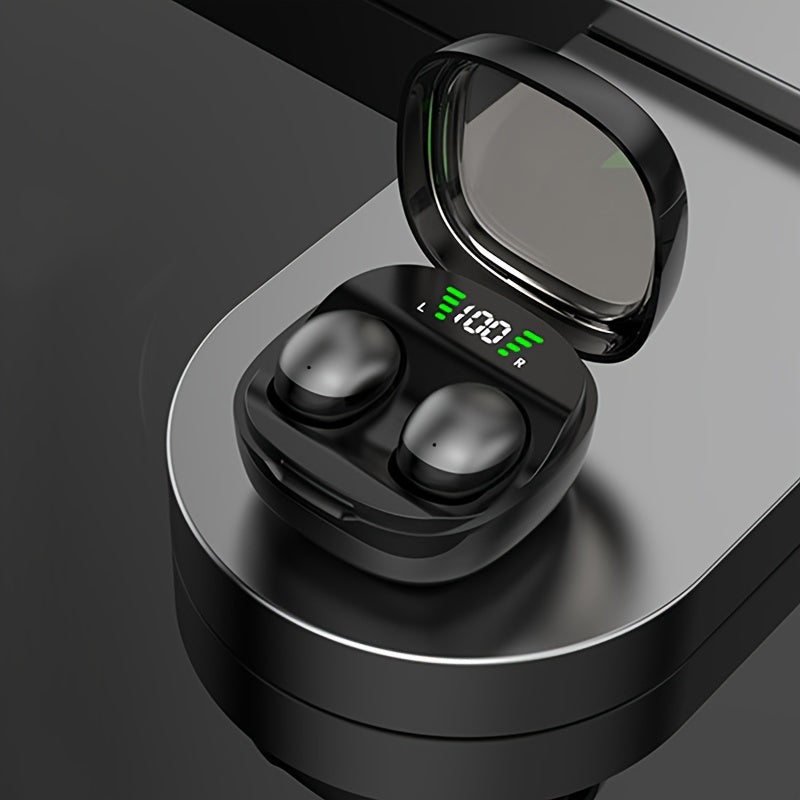 TEMU Ultra-compact Wireless Earbuds - Comfortable, Lightweight Design In Black, Beige, & White With Peanut-shaped Charging Case, Type-c,