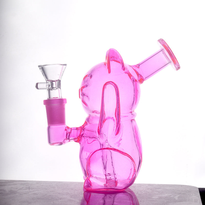 Unique Design Cute Cat Glass Bong Hookahs Oil Dab Rig Thickness Ash Catcher Bongs 14mm Recycler Bubbler Pipe Shisha with Male Glass Oil Burner Pipes