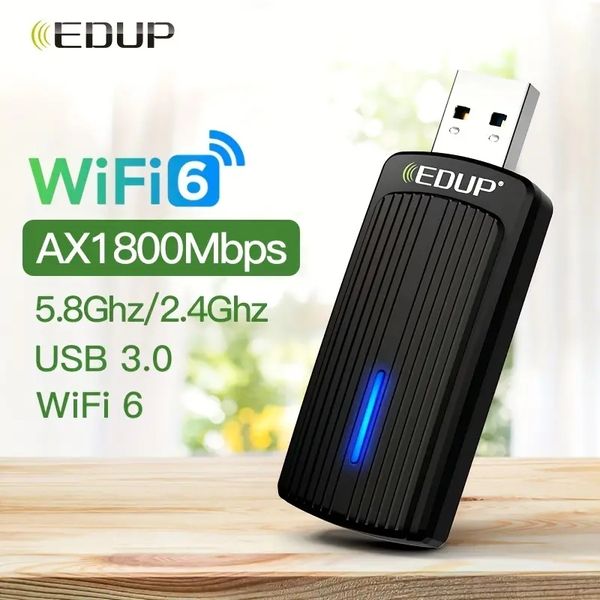 EDUP USB 3.0 WiFi 6 Adapter AX 70866.14inch802.11ax 5.8Ghz-2.4Ghz MU-MIMO Wireless Network Adapter For Gaming Support For Windows 7-8.1-10-1