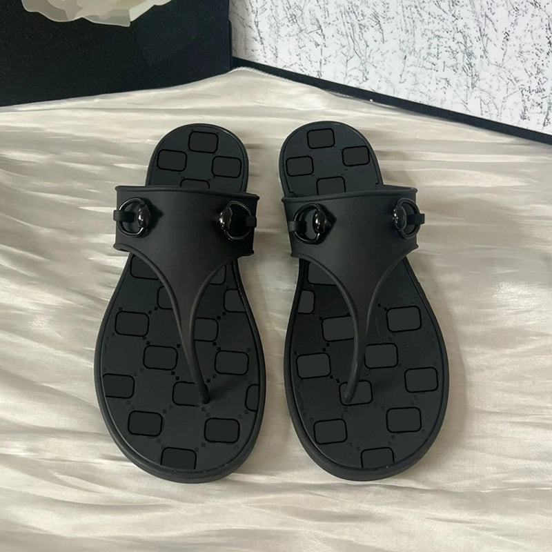 Designer Sandals Women Sliders Flat Slippers Candy Color Rubber Slip On Summer Woman Causal Beach Flip Flops Waterproof Pink Green Black Purple Size