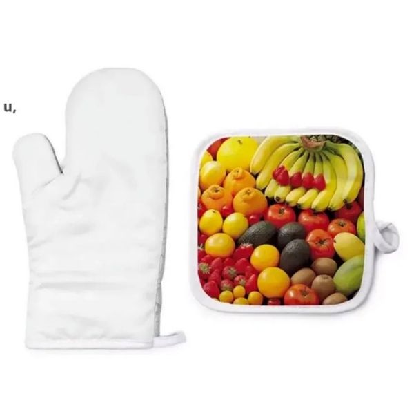 Blank Sublimation Oven Mitts Set Oven-Gloves Hot Pad Sublimation-Pot Holder for DIY Kitchen Accessories Heat Resistance FY3985 b1019