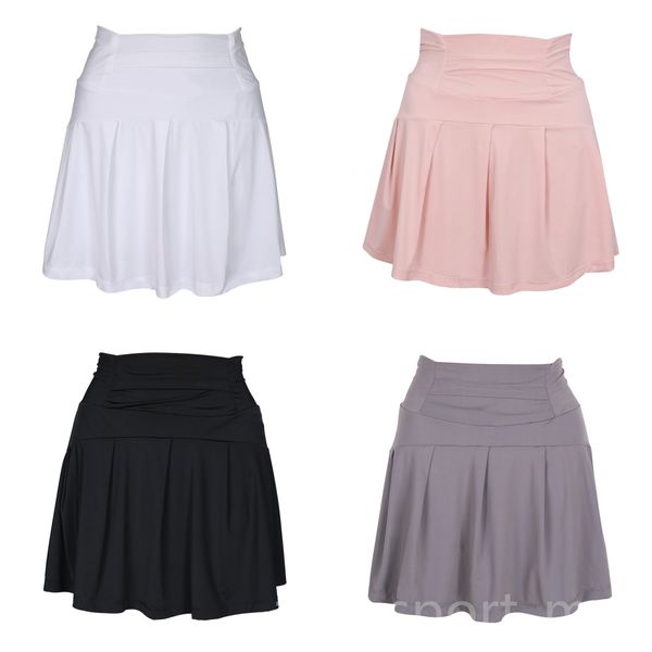 Women Sport skirt High Elasticity Yoga pleated skirts High Rise Running Tennis DressButtock lifting Breathable fallow Solid color Black Gray