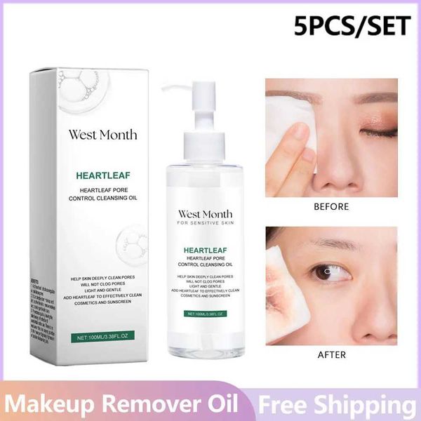 5pcs-set Makeup Removal Oil Pore Cleansing Oil Cleansing Face Eyes Lips Moisturizing Reing Moisturizing Facial Cleanser OilC250111
