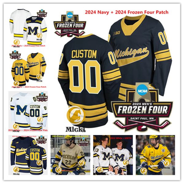 2024 Frozen Four Michigan Wolverines Hockey Jersey Cameron York Jack Becker Johnny Beecher Strauss Mann Jimmy Lambert Nick Blankenburg Stitc