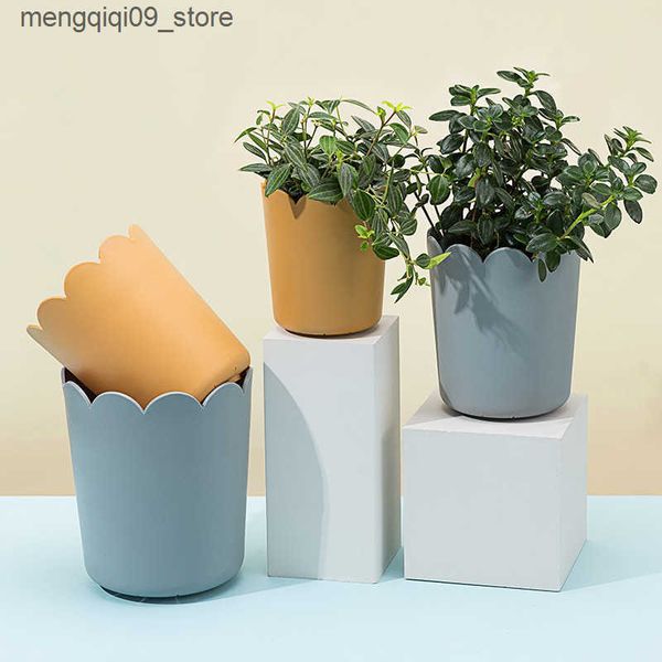 Planters Pots Minimalist internet celebrity Nordic thickened small flowerpot creative resin plastic gallon succulent pot rooftop balcony L24