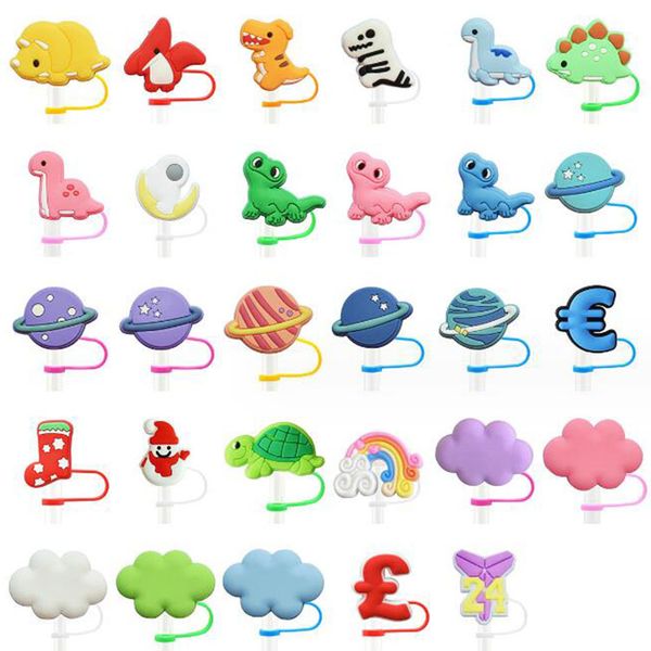 candy colors cartoon animal straws toppers cover dinosaur drink straws cap decoration charms accessories gift