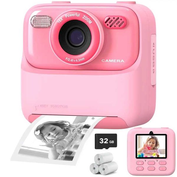 Toy Cameras Upgrade Kids Camera Instant 1080P HD Dual Lens Selfie Digital Camera for Girls Boys Christmas Birthday Gifts Toys With 32G Print