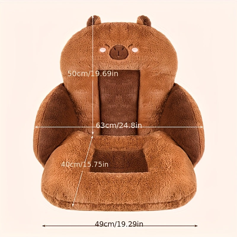 TEMU Capybara Plush Cushion - Car Cushion | Suitable For Gaming Chairs, Office Chairs & Car Front-rear Seats | Integrated Cushion & Backrest Design -