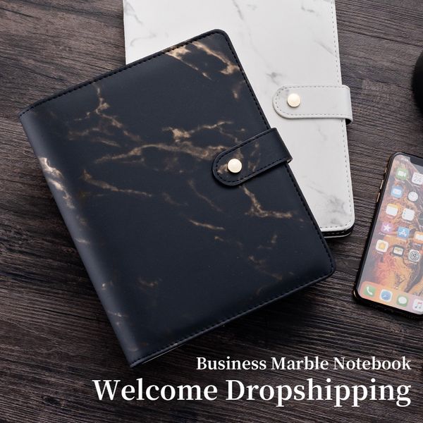 Notepads Hardcover A5 Black Ring Binder Stone Journals Planner Organizer Replaceble Marble Notebooks For Gifts 230130