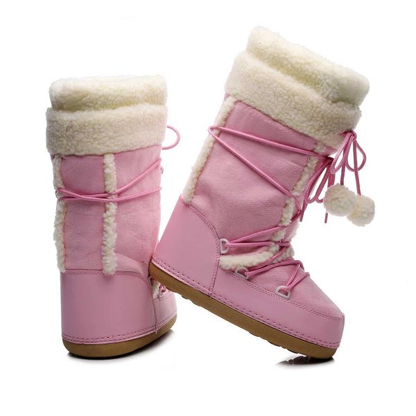 Boots Pink Women Snow Boots Winter Female Boots Thick Outdoor Waterproof non-slip Mid-calf Boots Fashion Warm Fur Woman Winter Shoes z241108