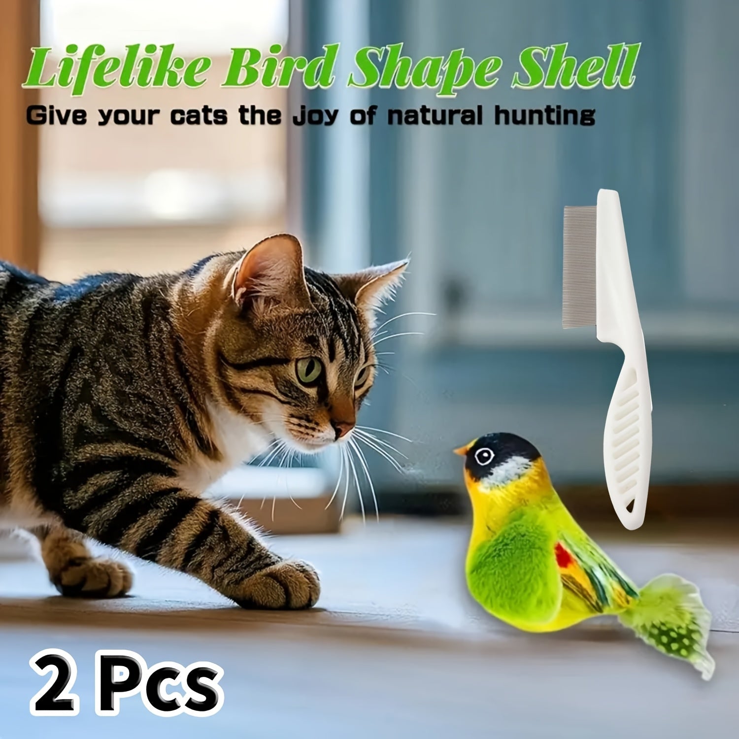TEMU 2pcs Interactive Cat Toys Squeaky, Flying Bird Cat Toy, Stimulated Toy Making Noise, Artificial Feathers, Sounds Without Charging, Melody Play