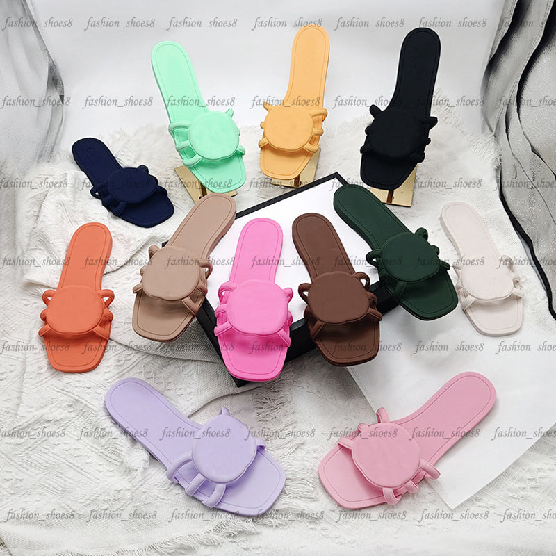 Fashion Designer Sandals Womens Slides Summer Rubber Slippers Flat Bottom Jelly Orange Beach Shoes Outdoor Waterproof Woman Sliders