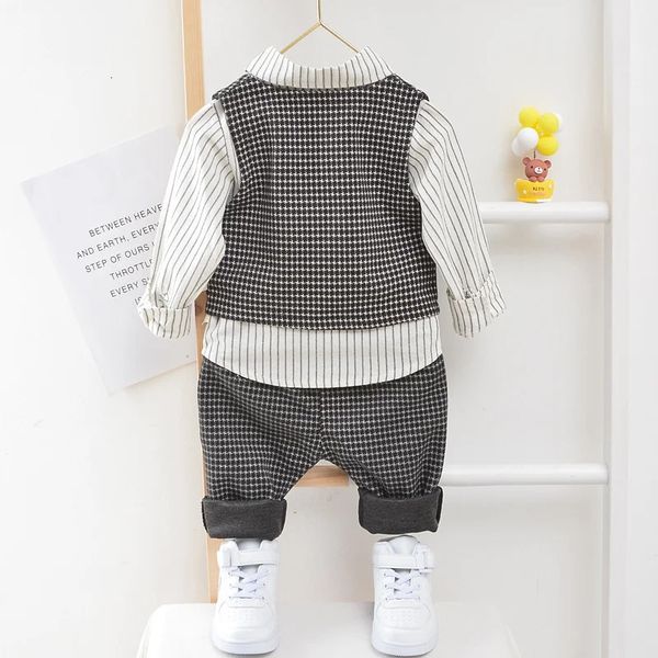 Clothing Sets Spring Autumn Baby Boys Clothes Suit Children Casual Vest Shirt Pants 3PcsSets Toddler Gentleman Costume Kids Tracksuits 24061