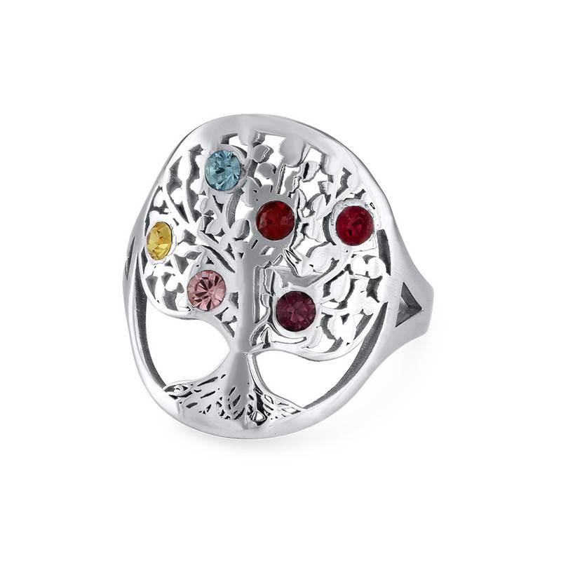 Family Tree Jewellery - Birthstone Ring in Sterling Silver