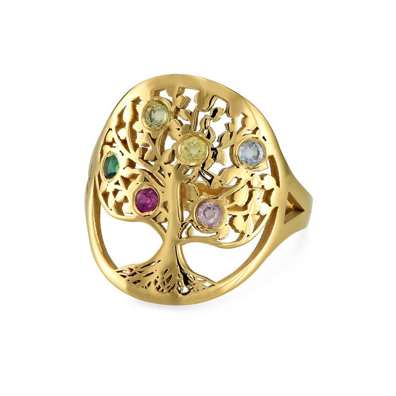 Family Tree Jewellery - Birthstone Ring in 18ct Gold Plating