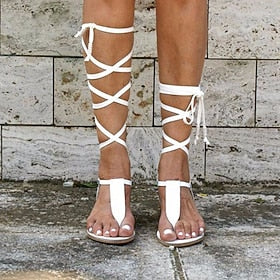 femme sandales à lanières sandales sandales plates sandales spartiates sandales romaines extérieur quotidien plage été bout ouvert vintage décontracté marche b