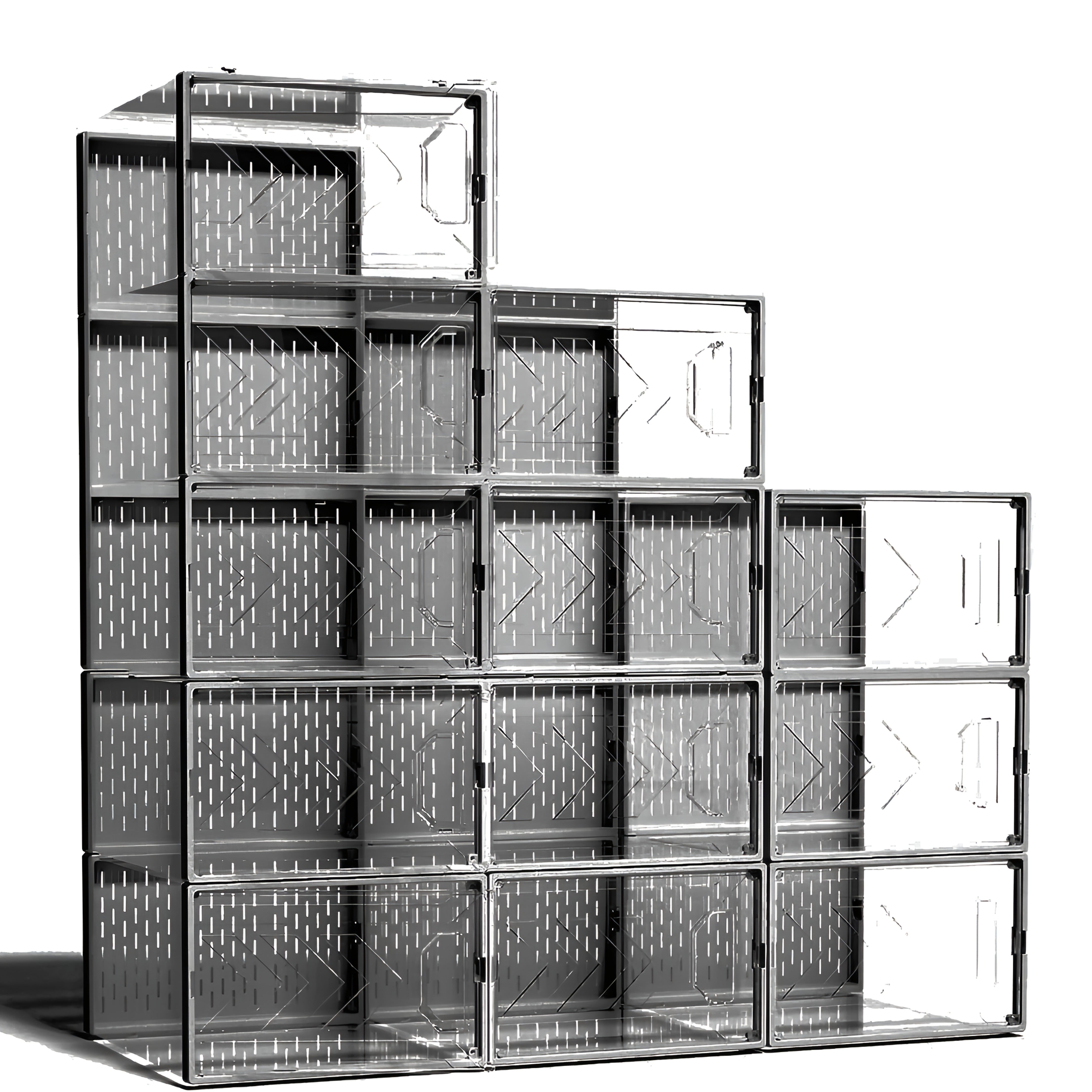 TEMU 12 Pack Storage Box - Clear, Plastic, Stackable, Space Saving - Shoe Organizer For Closet, Sneaker Container & Holder Substitute, Toy Storage