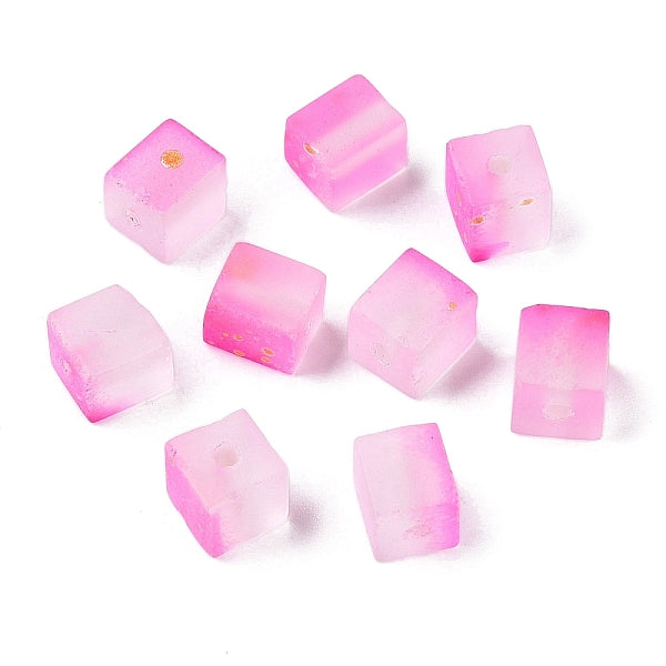 Perline di vetro smerigliato con polvere glitterata dorata