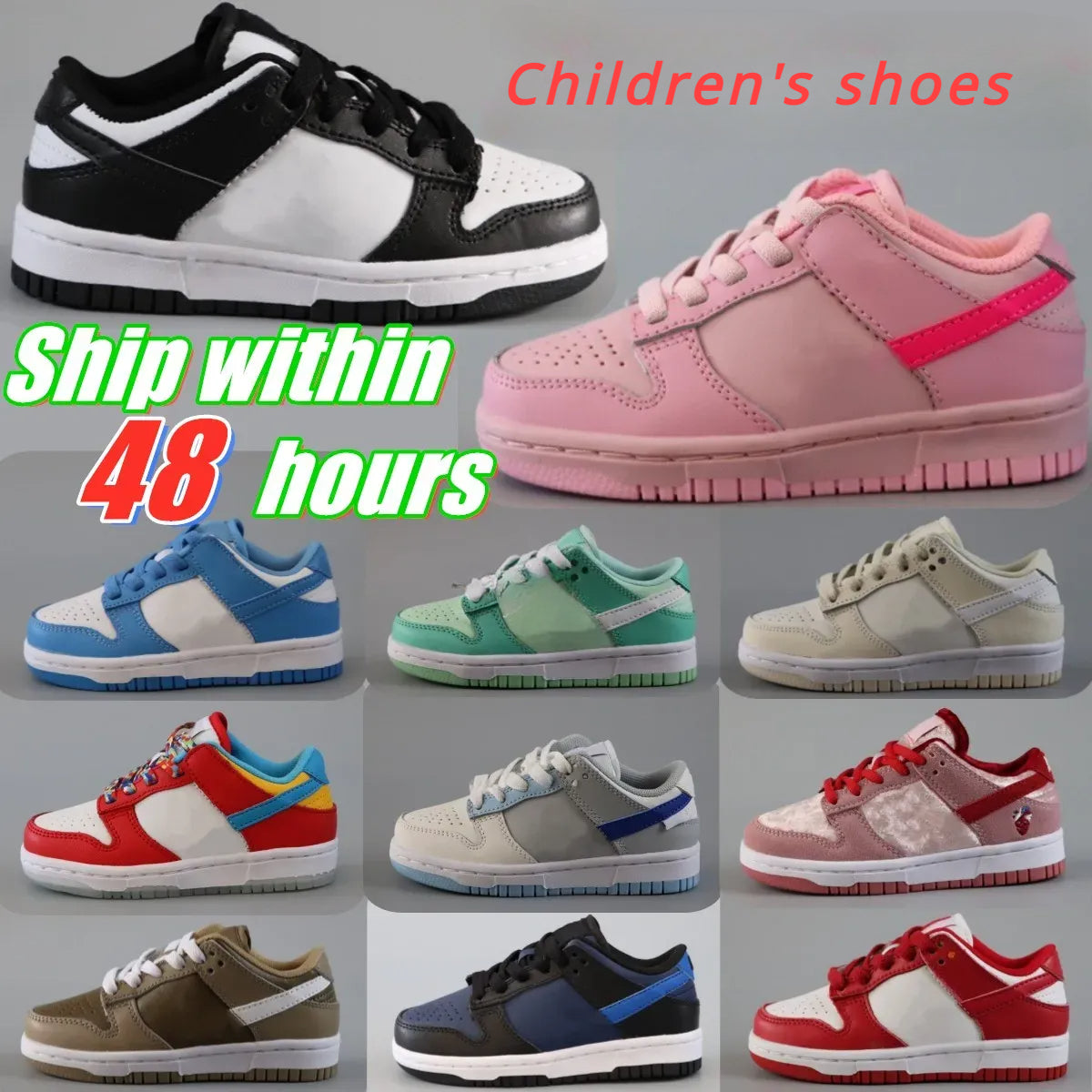 2024 Designer shoes kids shoes toddlers panda low youth sneakers Girls boys Running shoe University Blue pink trainers black kid designer infants ba