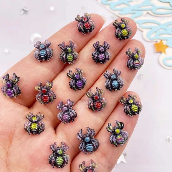 30pcs Glitter Resin Colorful Cartoon Spider Nail Art Mini Figurines Flatback DIY Rhinestone Scrapbook Jewelry Accessories CraftsXJ240828