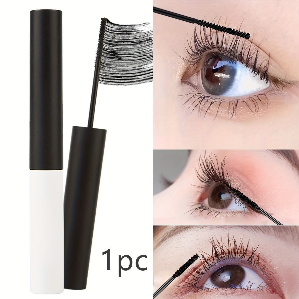 TEMU [waterproof Mascara] 1-5pcs Waterproof Sweat-proof Mascara Brush Head | Volumizing, Lengthening & Sunflower Effects, Black Mascara For All Light
