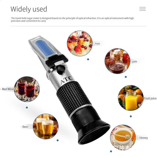 Handheld Alcohol Sugar Refractometer Tester Wine Concentration Meter Densitometer 0-25% Alcohol Beer 0-40% Brix Grapes 240723