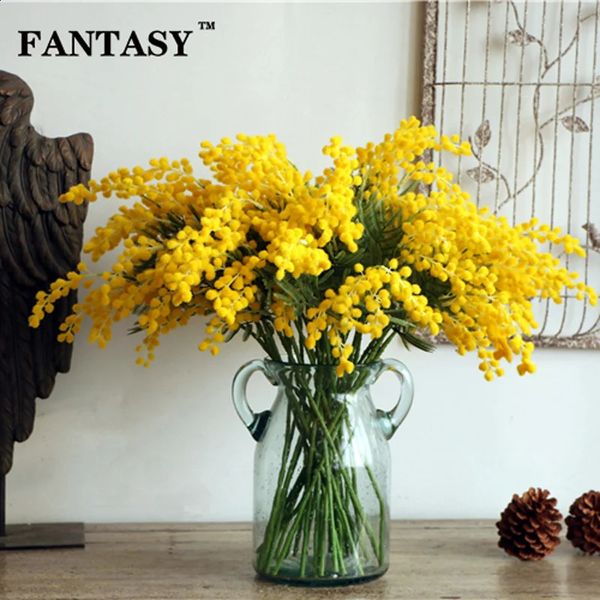 5 pieces of 57cm artificial mimosa flowers plants wedding decorations lovesickness flower clusters palm tree prints home decor 240910