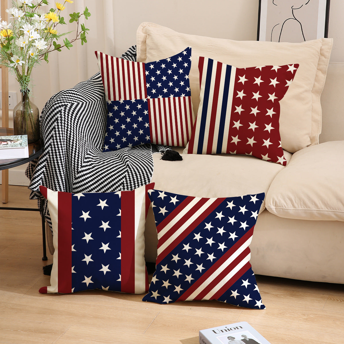 american flag linen print pillow case american living room sofa holiday decoration pillow case outdoor bedroom pillowcase