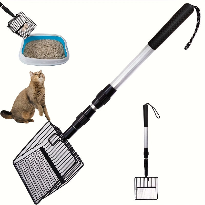 TEMU Extendable Cat With Telescopic Handle, Metal Durable Chicken Manure Shovel, Pet Waste Pickup Tool For Cat Litter Box Cleaning, Beach Sand Scoop,