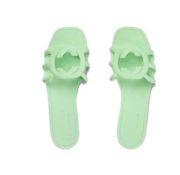 Designer Sandals Women Interlocking Slides Rubber Slippers Ladies Flat Beach Jelly Orange Summer Fall Mules Outdoor Waterproof Luxury fashio