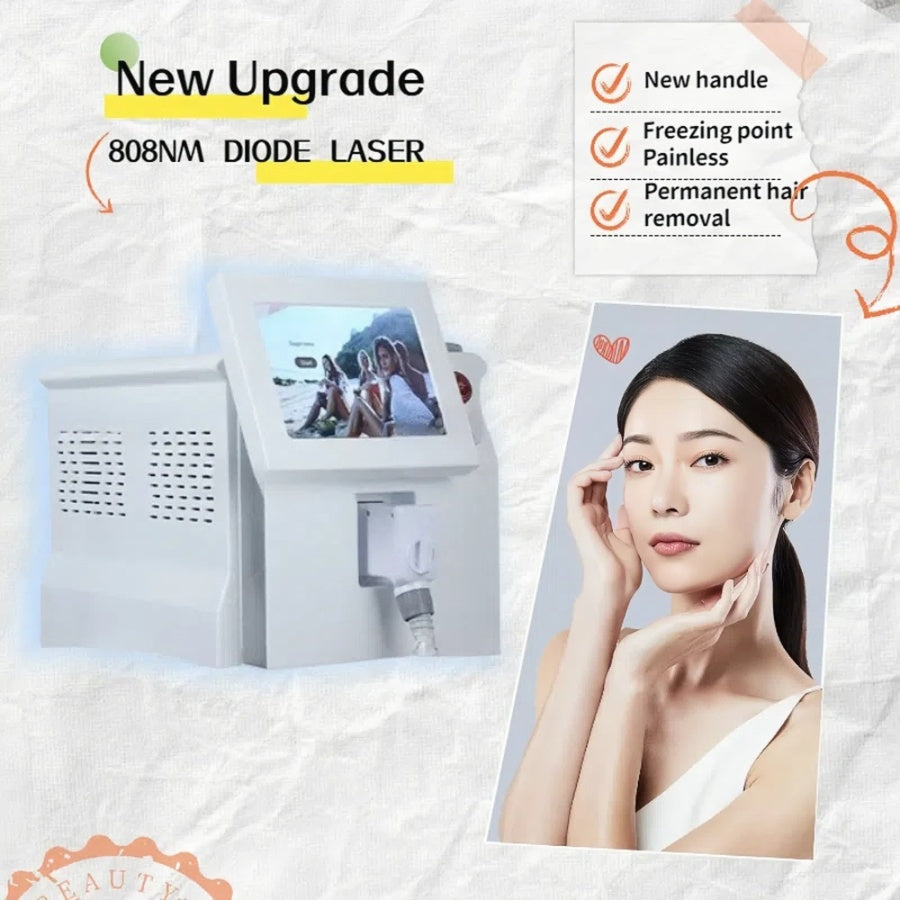 Newest 808nm diode laser 3 Wavelength 755nm 808nm 1064nm Hair Removal Machine Cooling Head Painless Epilator Face Body