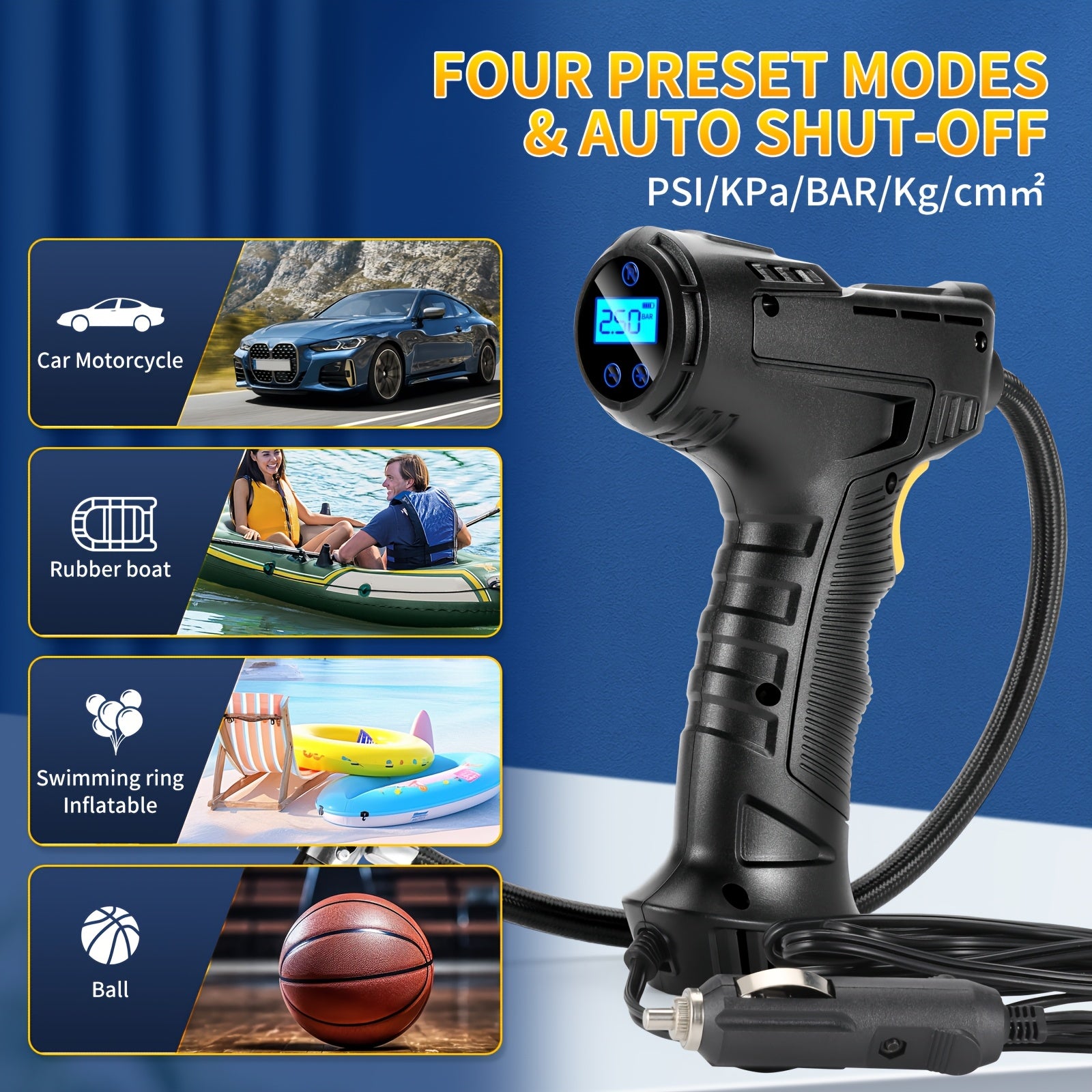 TEMU 5200mah Wireless Rechargeable Air Compressor, Portable And Automatic Tire Inflator For Your Car, Bicycle And All Kinds Of Balls, Tire Inflator,