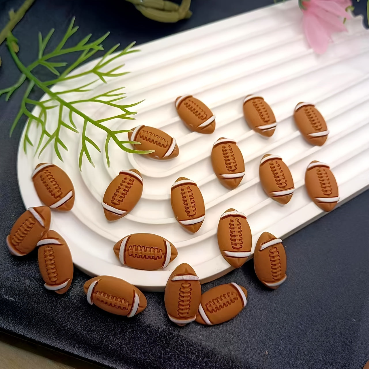 TEMU 18pcs Bohemian Style Resin Football Charms For Diy Phone Cases, Car Cup Holders & Storage Box Decorations - Christmas Crafts