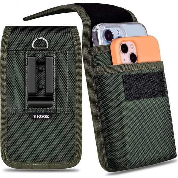 Duty Dual Case Two Phones, Fits iPhone and Samsung, Sturdy Build, Durable Nylon Double Phone Holster with Strong Metal Belt Clip for Secure