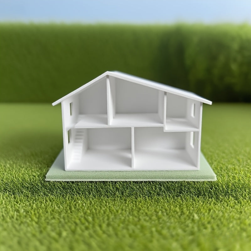 TEMU 1pc Nordic Minimalist Miniature House Statue - Durable Plastic Multi-room Design Indoor-outdoor Decor, No Electricity Needed, Desktop Showcase