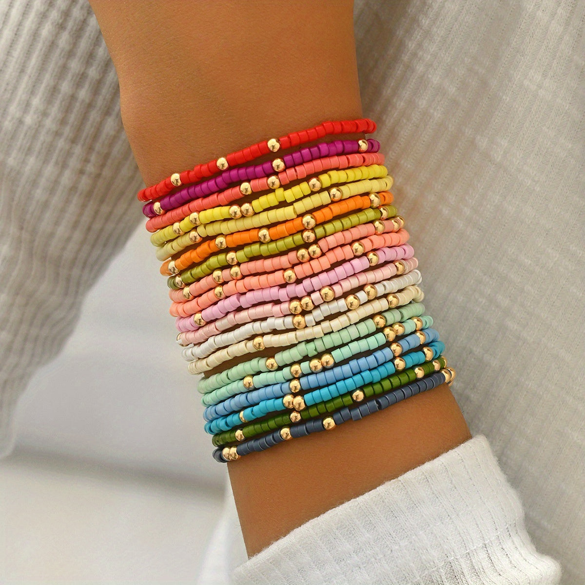 TEMU Women's Bohemian Colorful Beaded Bracelet For Beach Vacation And Casual Attire