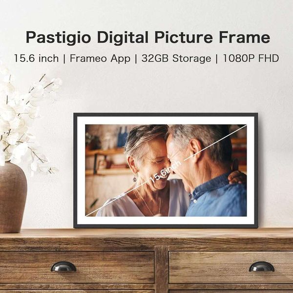 Frame, 15.6 Inch Large Frameo Digital Photo Frame WiFi, 32GB, 1920 * 1080 IPS HD Touch Screen, Tabletop&Wall-Mounted, Share Picture Video, B
