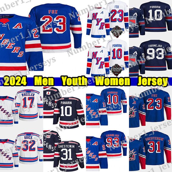 #23 Adam Fox Stadium Series hockey jersey #10 Artemi Panarin Igor Shesterkin Jacob Trouba Matt Rempe Vincent Trocheck Quick Chris Kreider Mi