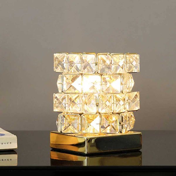 Crystal Glass Table Lamp European Style Small Luxury Simple Living Room Bedroom Bedside Lamp For Home Decoration wooden base Z250211