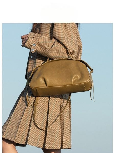 Fufu Bag With Vegetable Tanned Cow Genuine Leather Tote Large Capacity Handbag Pillow Bag Bowling Bag Bags Purses Totes Wholesale Designer W