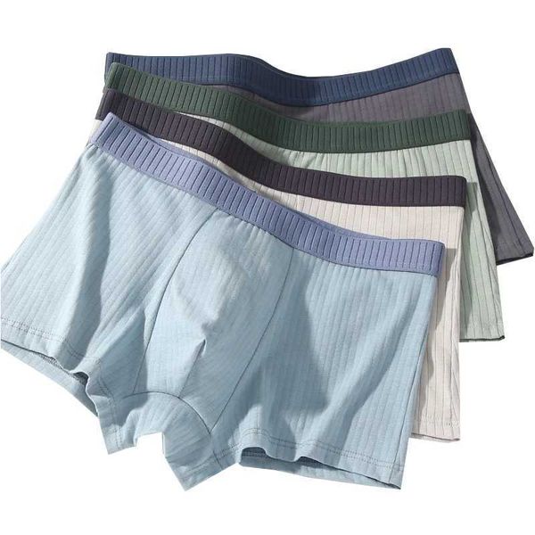 4 pieces-set of high-quality 100% cotton mens underwear antibacterial boxing shorts elastic and breathable mens underwear soft mens shorts W