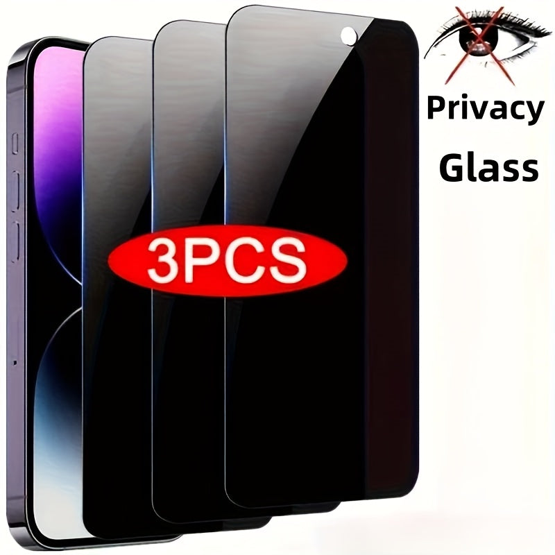 TEMU 3pcs Full Cover Privacy Screen Protector For Iphone 11 12 13 17 Pro Max Privacy Glass For Iphone 14 Pro 15 Pro Max Tempered Glass On The For