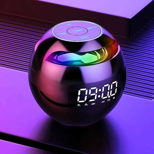 Loudspeaker box Speaker with LED Al Clock Music Player Mini Wireless Ball Shape Stereo G90 Sound Box port TF Card FM Ra Z241104