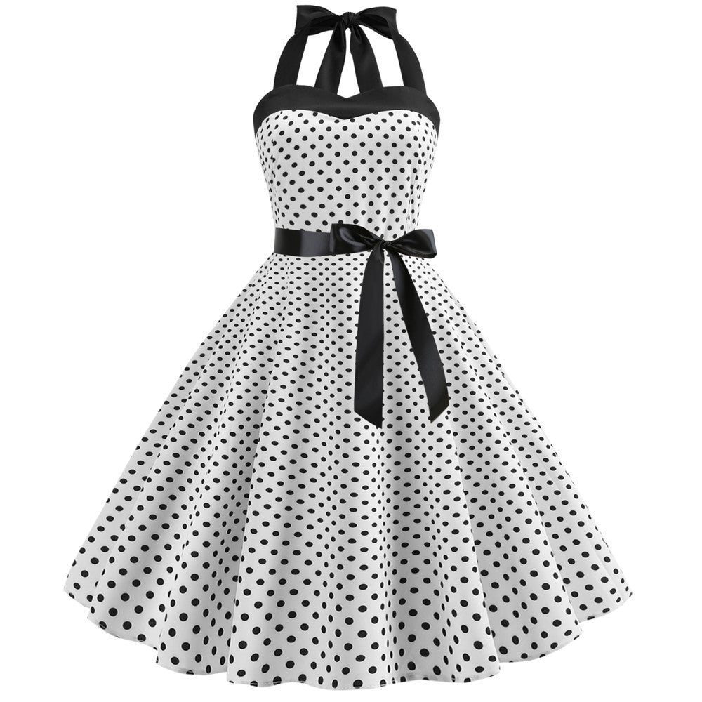 080 Women&#039;s Summer Dress Suspender Polka Dot New Retro Swing Skirt Amazon Plus Size Skirt