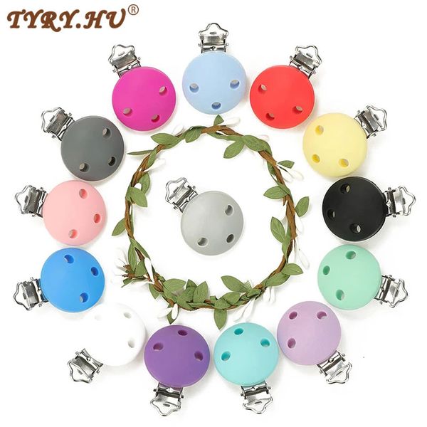 TYRY. HU 5pc-set Round Silicone Clips Baby Pacifier Clips Holder Silicone Dummy Pacifier Chain Accessories BPA-Free 250117