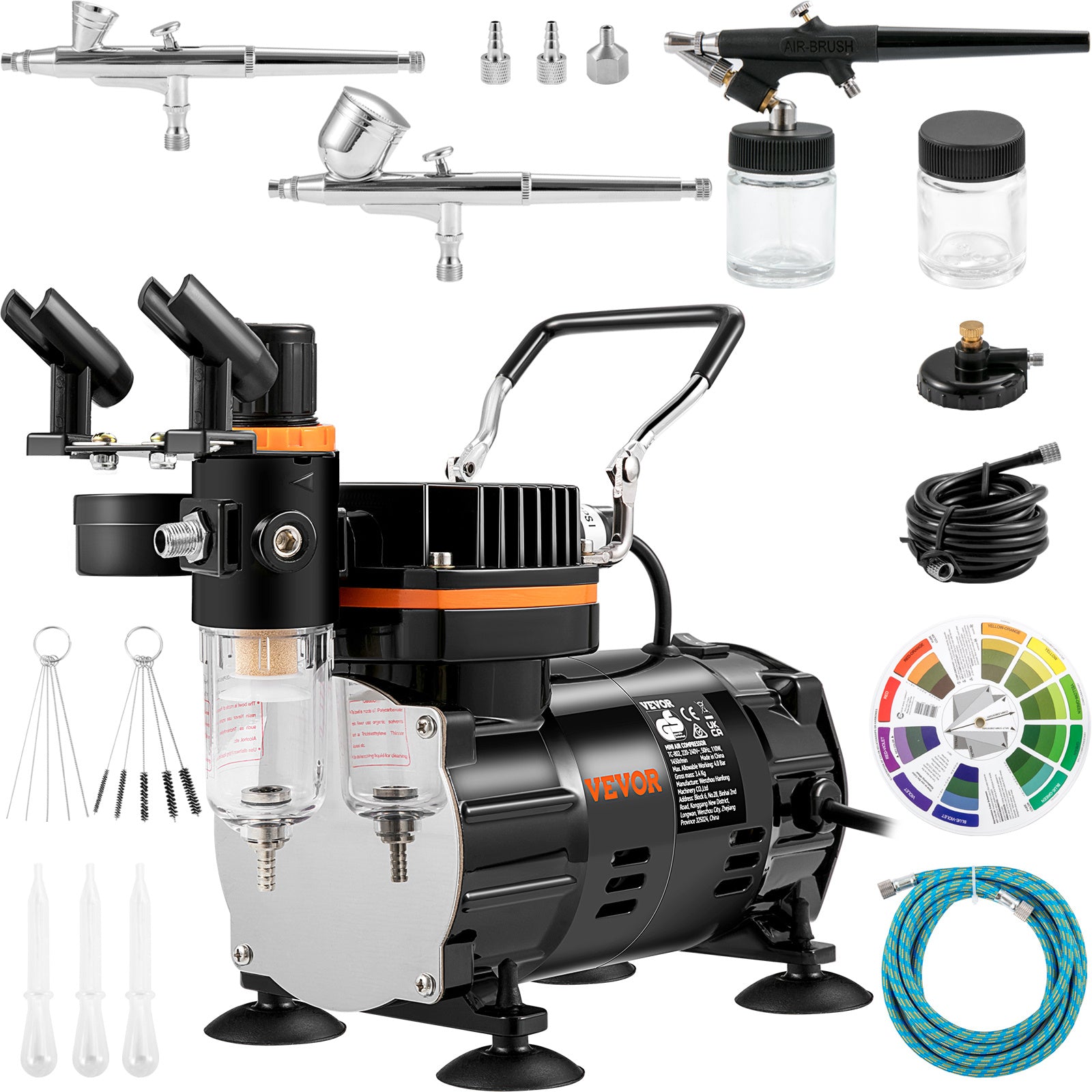 TEMU Vevor Airbrush Kit, Professional Airbrush Set With Compressor, Airbrushing System Kit With Gravity Feed Airbrushes, Art Nail Cookie Tatto